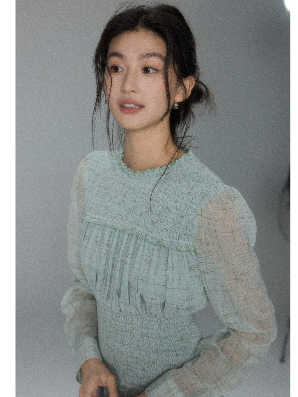TYANG Retro Waist Long-sleeved Dress