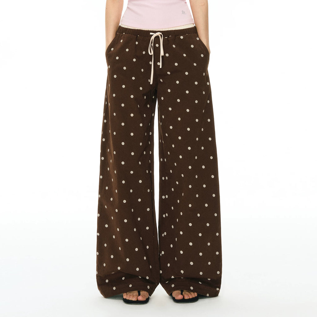 Ariseism Vintage Wide Leg Polka Dot Casual Pants