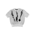 WANNA LAB Skull Knife Fork Spoon Jacquard Pattern Front Shoulder Tee