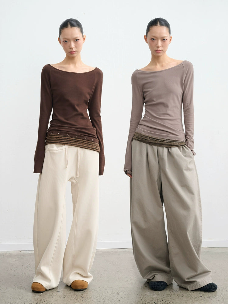 LINY LIBERTY Paneled Striped Slim Long Sleeves