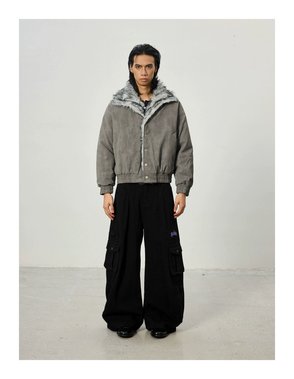 BTSG Short and Wide Double-layer Plush Stand-up Collar Pie Overcomes Cotton