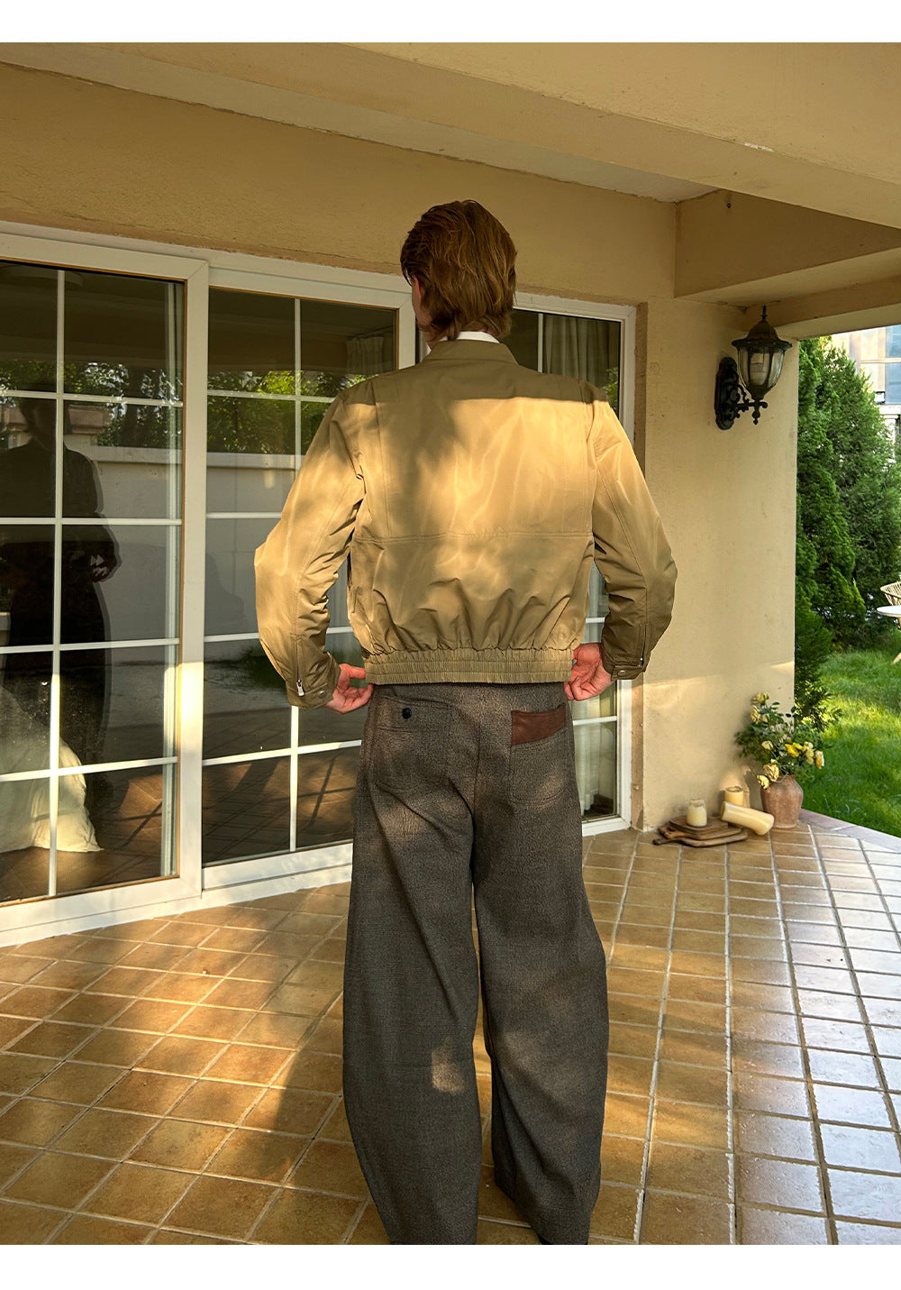 EME Vintage Short Wide Stand-Up Collar Jacket