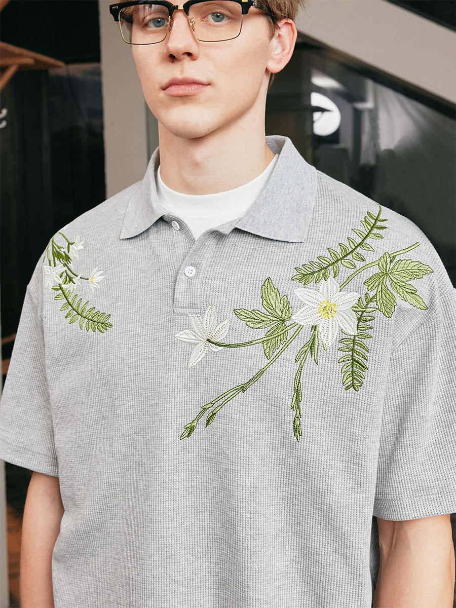 Harshandcruel 2025 neutral plant 10,000-needle embroidered Polo Shirt