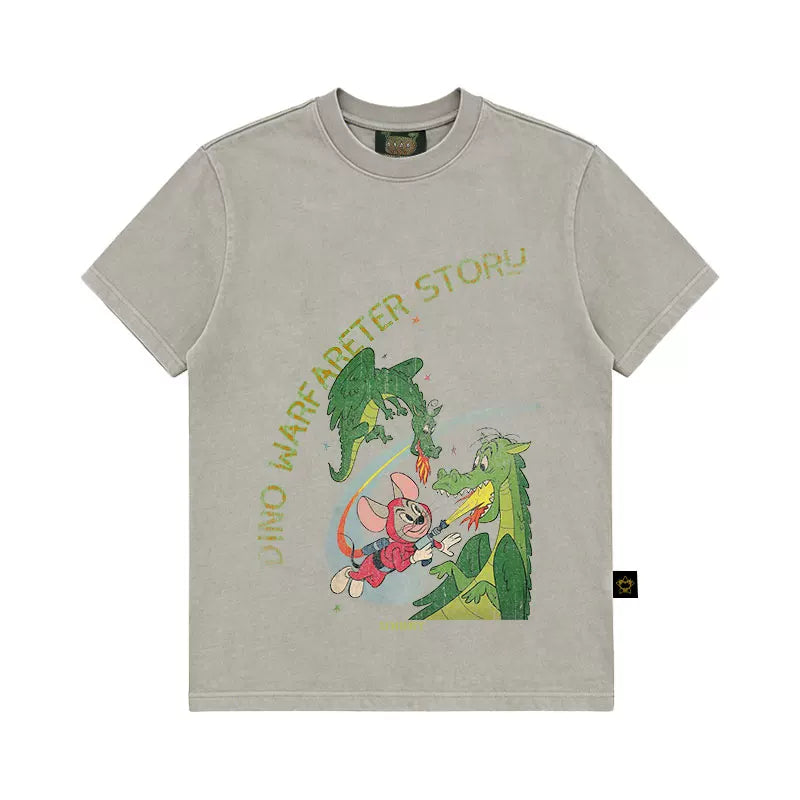 MMBBT Funny Cartoon Print Crew Neck Tee