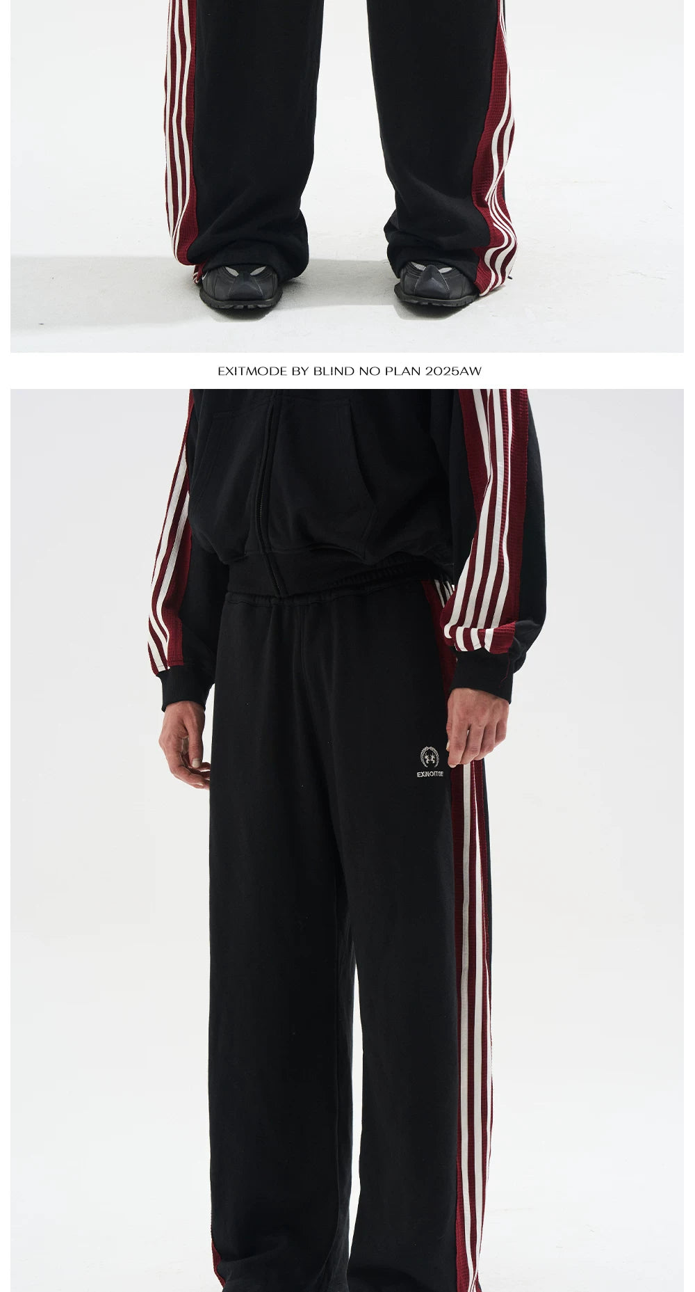 BLINDNOPLAN Rough-trimmed Striped Contrasting Sweatpants