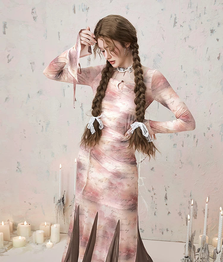 Imone High Waist Slim Pleated Fishtail Dress