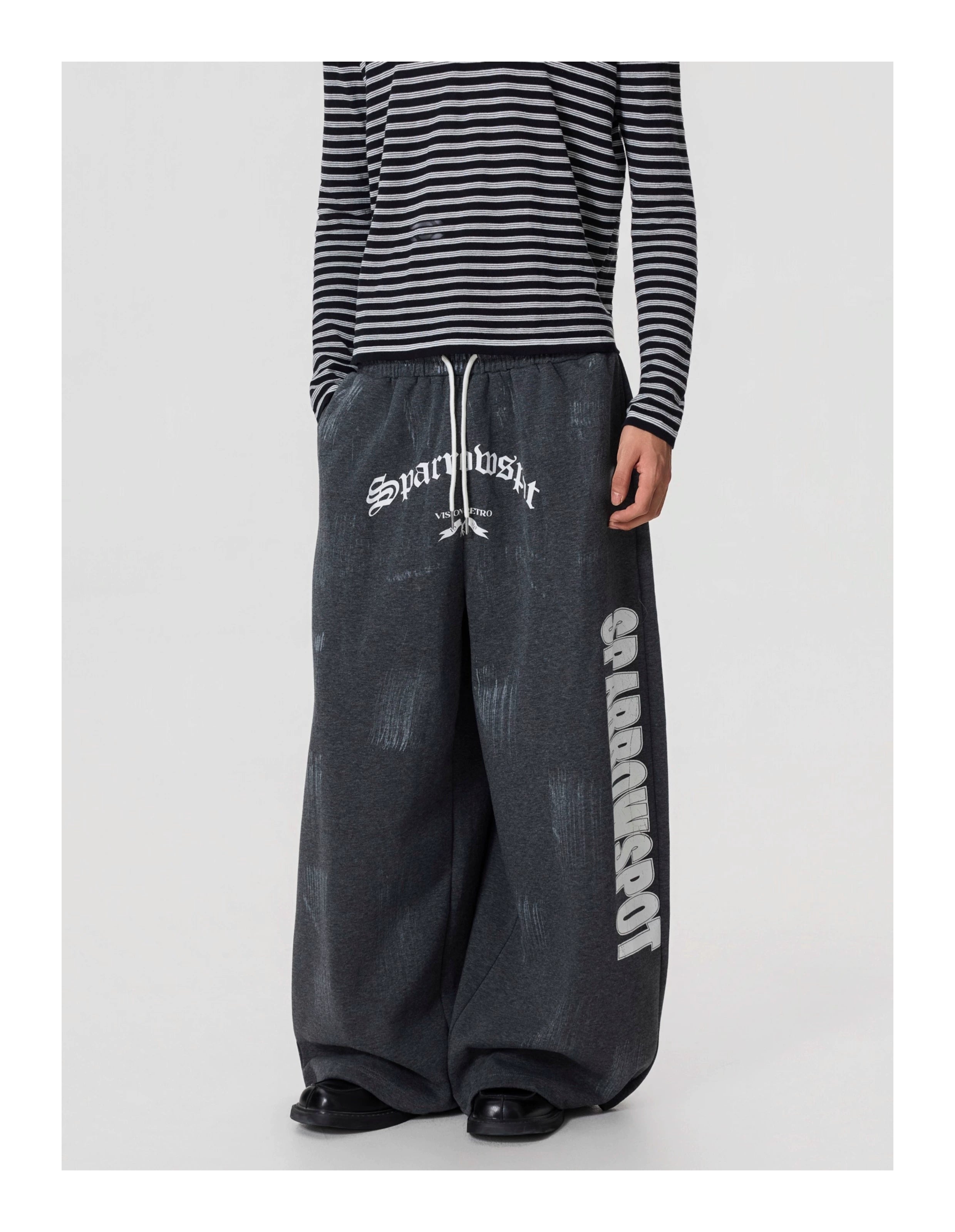 BTSG Vintage Painted Printed Wide-Leg Slacks