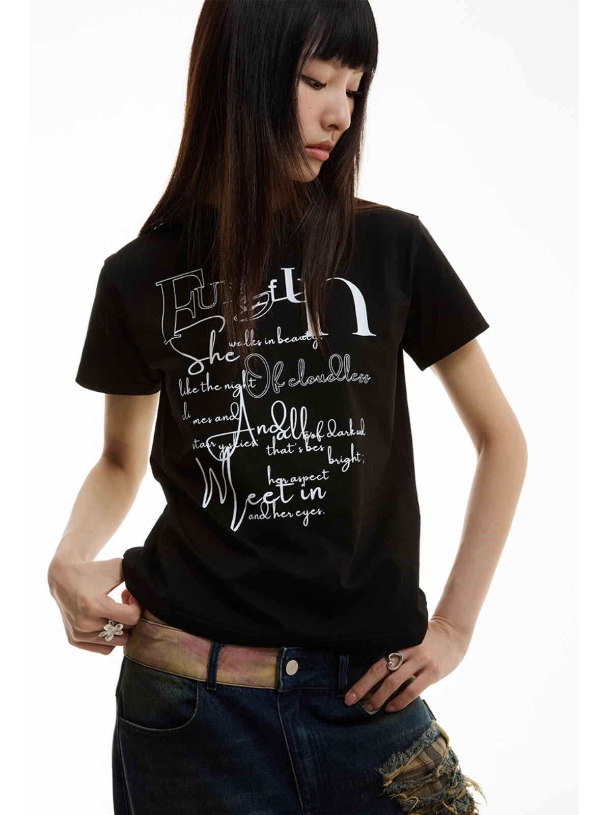 FUNKYFUN FUN Slogan Printed Tee