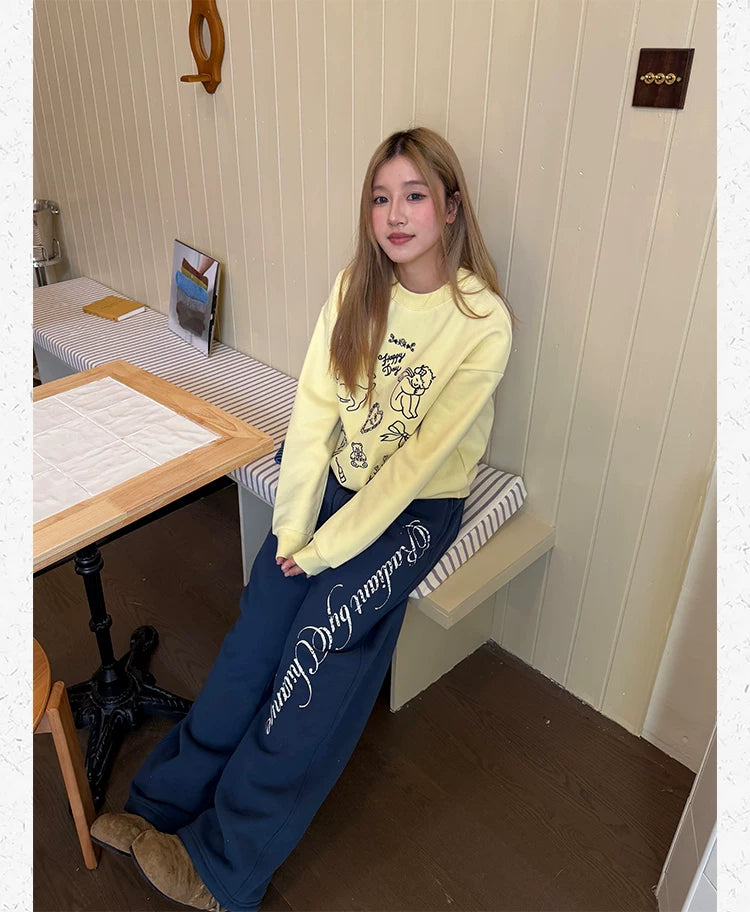 CCYE Embroidered Fleece Crew Neck Sweater