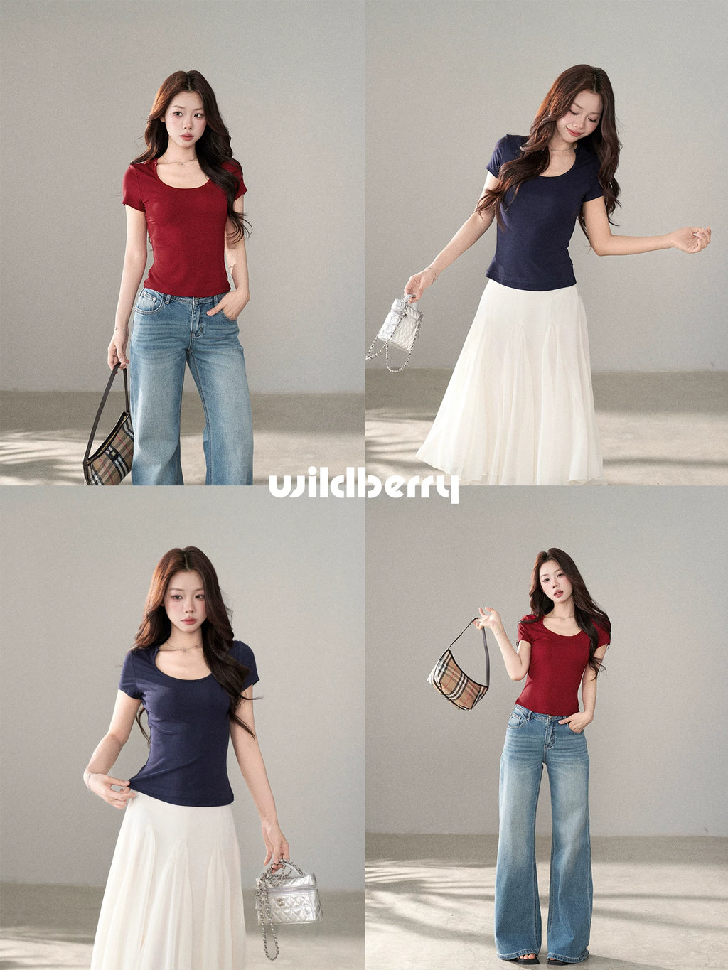 Wildberry U-neck Casual Slim and Thin Tee