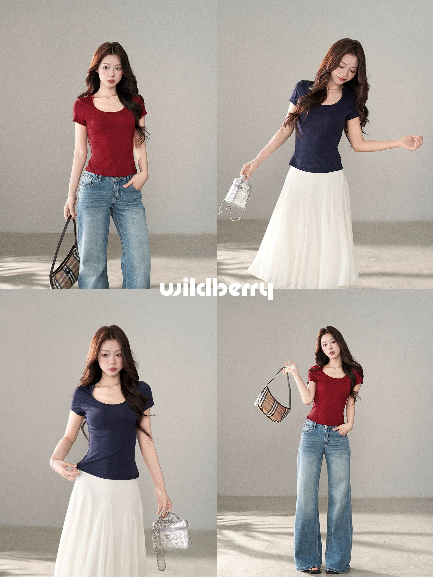 Wildberry U-neck Casual Slim and Thin Tee