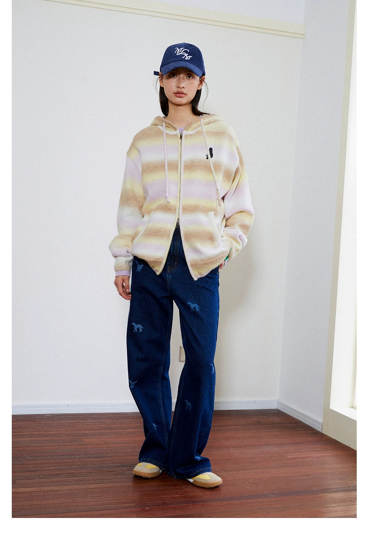 MoodLikeMe Laser-burned Cat and Dog Jeans