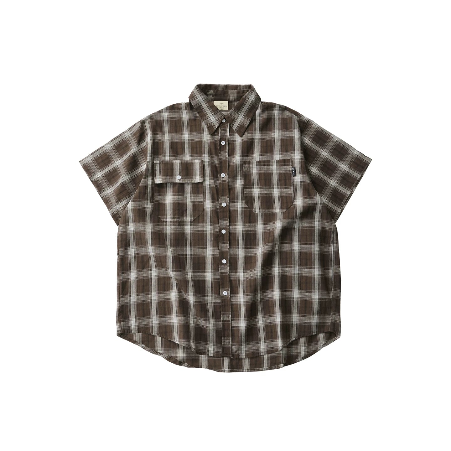 LIVINGTOWN Vintage Loose Casual Checked Short Sleeve Shirt