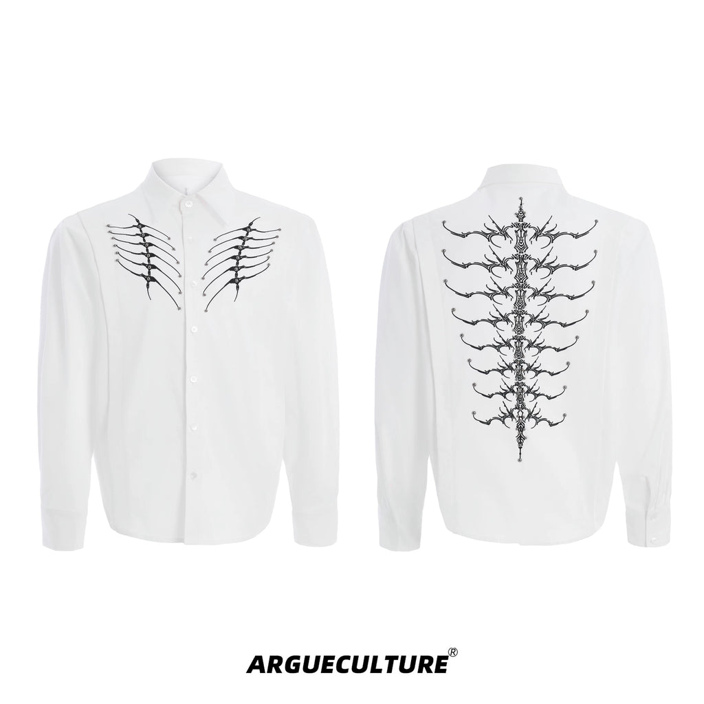 ArguECulturE Niche Embroidered Riveted Long-sleeved Shirt