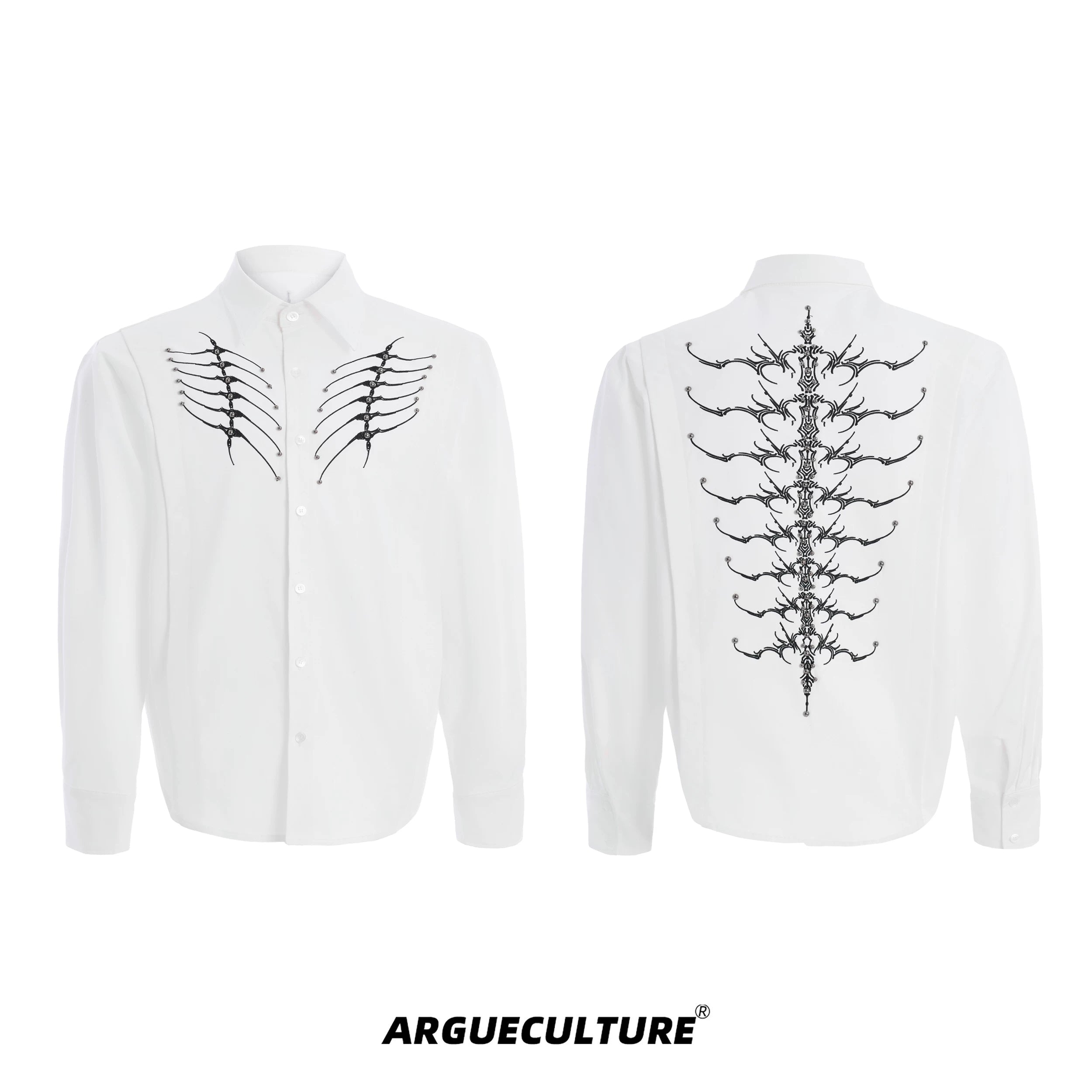 ArguECulturE Niche Embroidered Riveted Long-sleeved Shirt