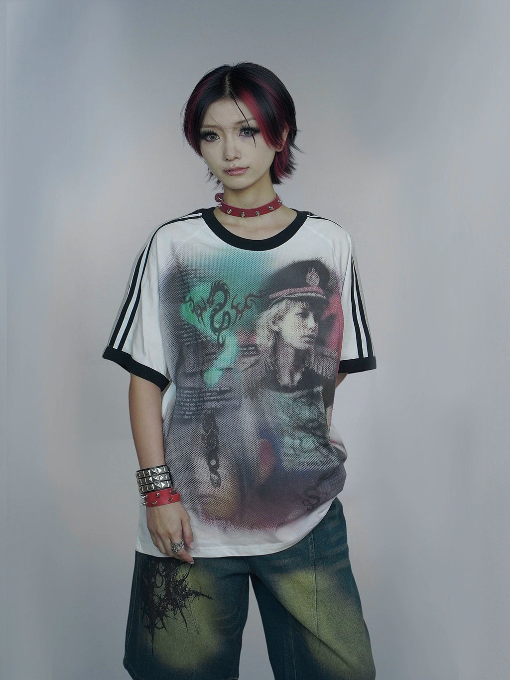 WEBBAR Y2K Striped Casual Tee
