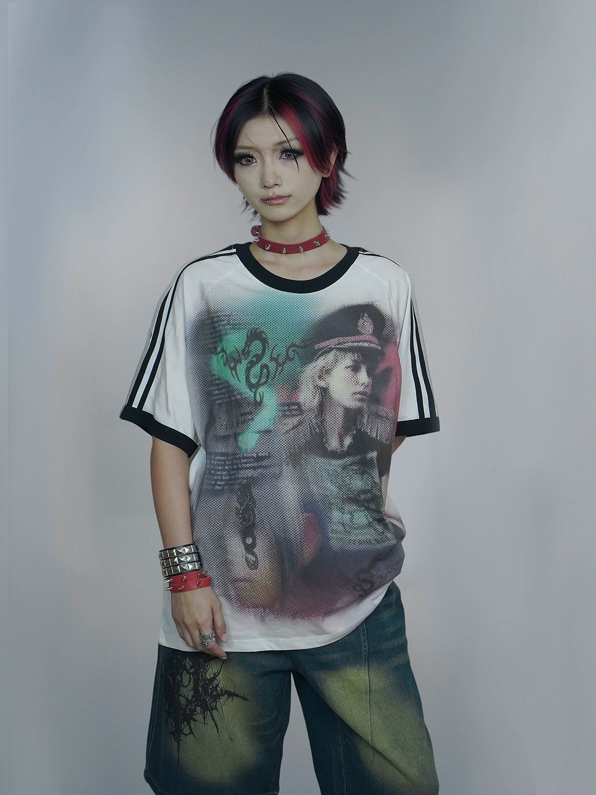 WEBBAR Y2K Striped Casual Tee