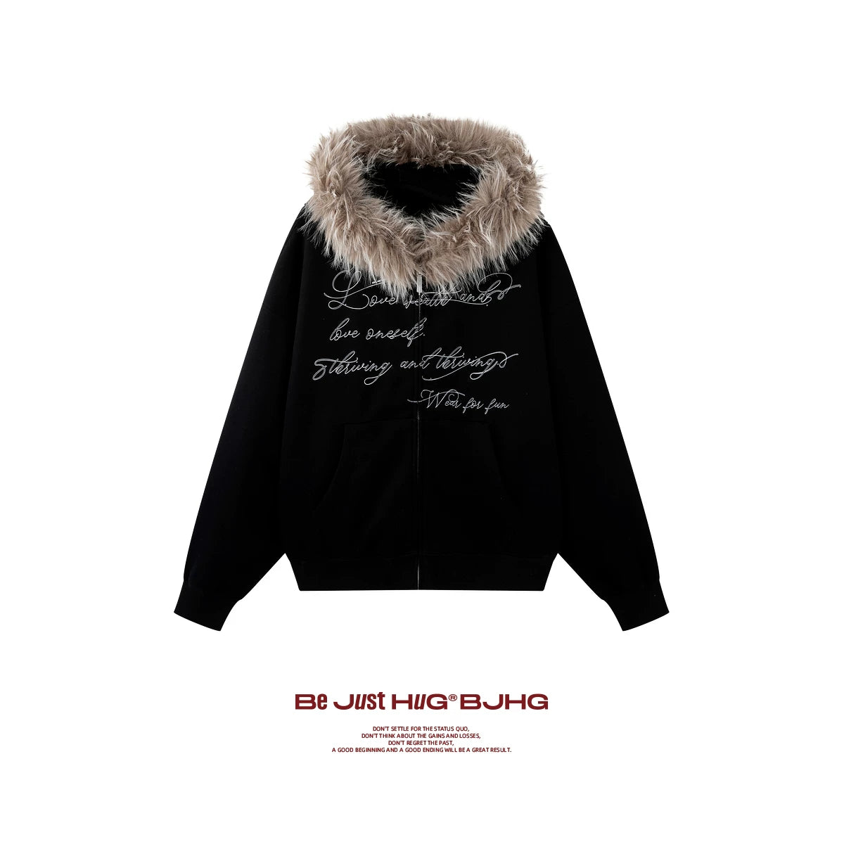 BJHG Vintage Fleece Collar Hooded Sweater Jacket