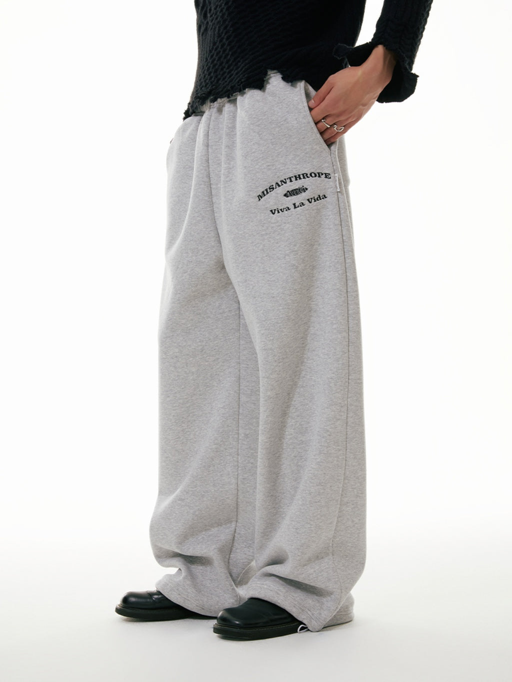 FUNKYFUN Embroidered Straight Tube Velvet Lazy Casual Trousers