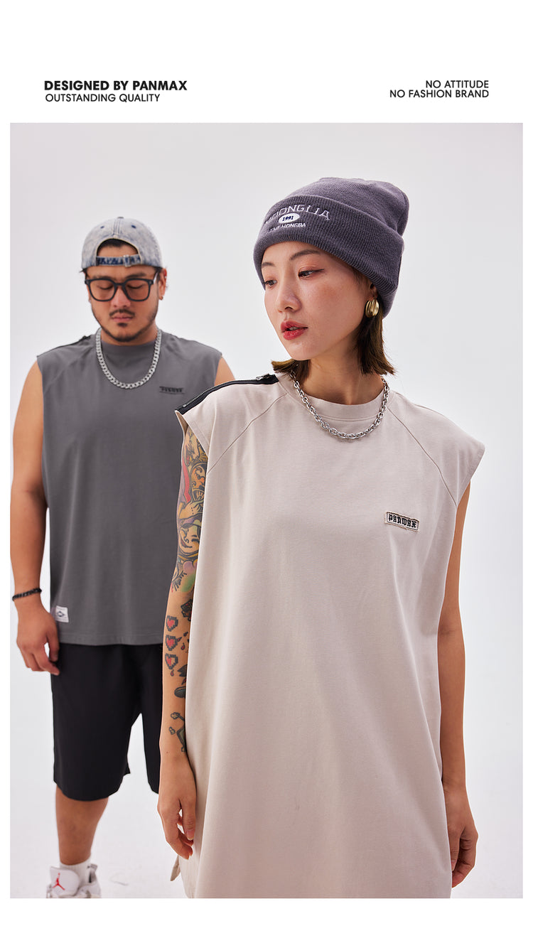 PANMAX Shoulder Zipper Sports Cotton Vest