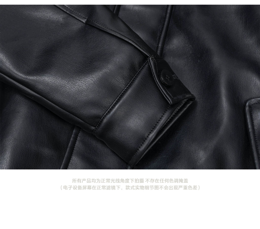 Esaias Vintage Leather Breasted Lapel Cropped Coat