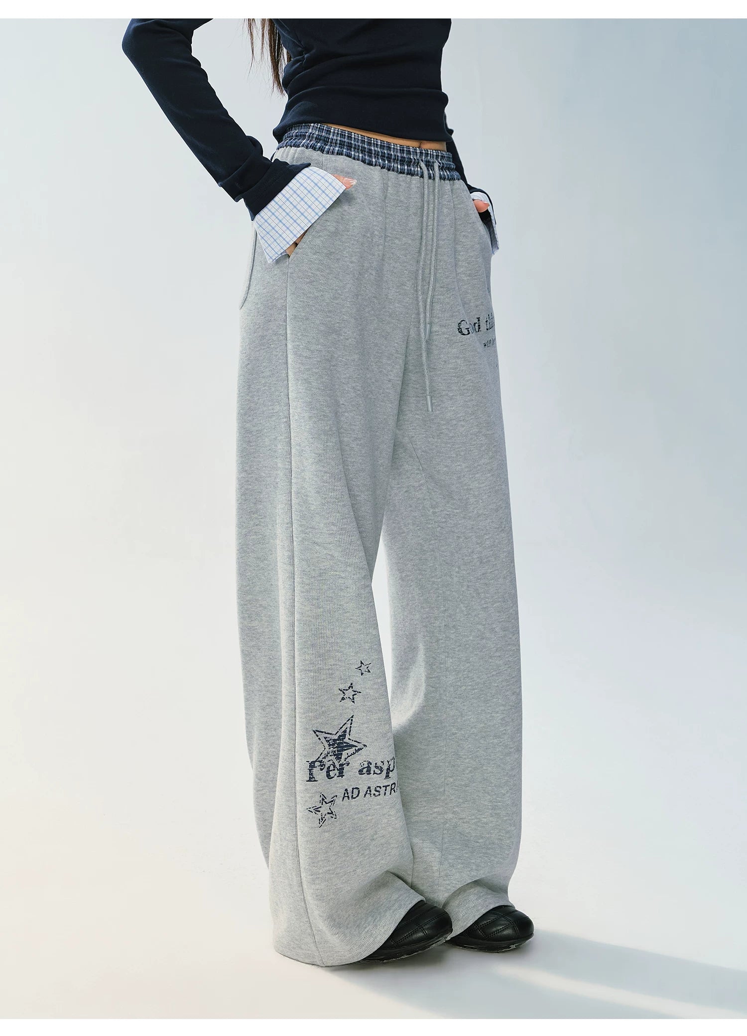 Ablueberry Lazy Wind Loose Straight Sweatpants
