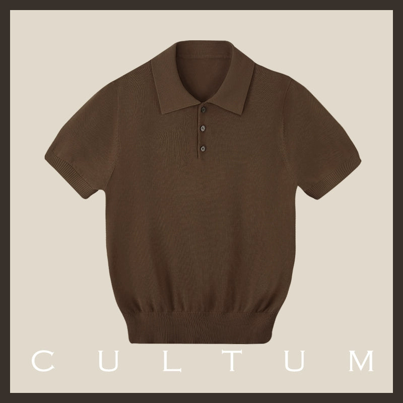 CULTUM  Breathable Knitted Polo Shirt Short Sleeve