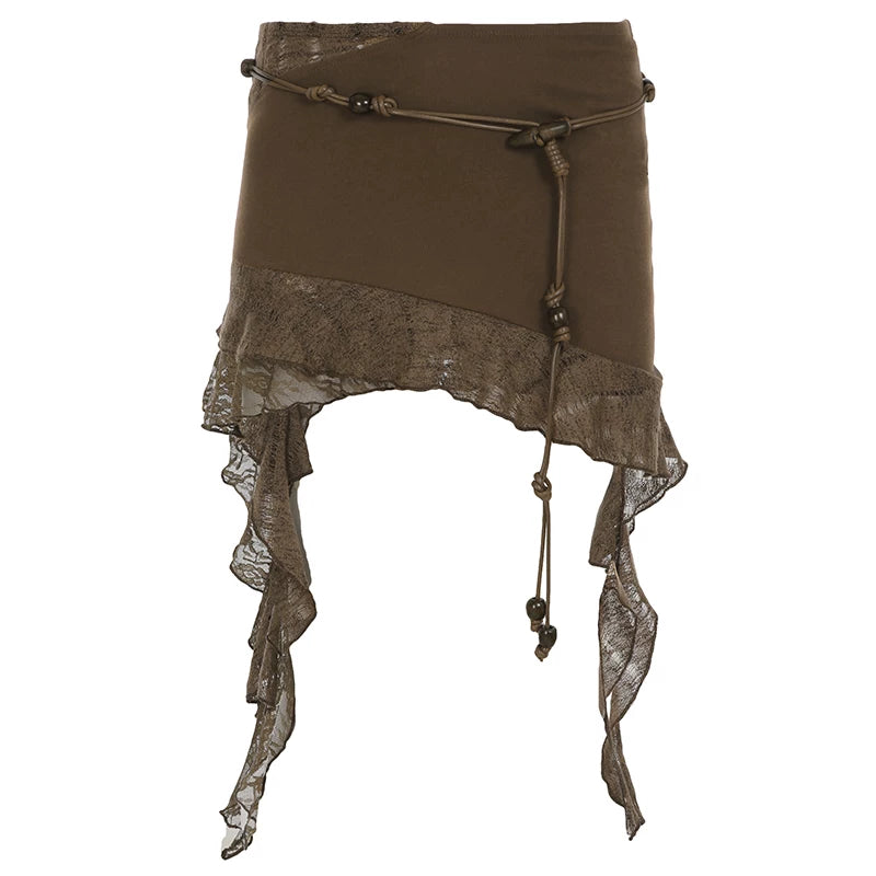 FUNOFF Vintage Irregular Gauze Skirt