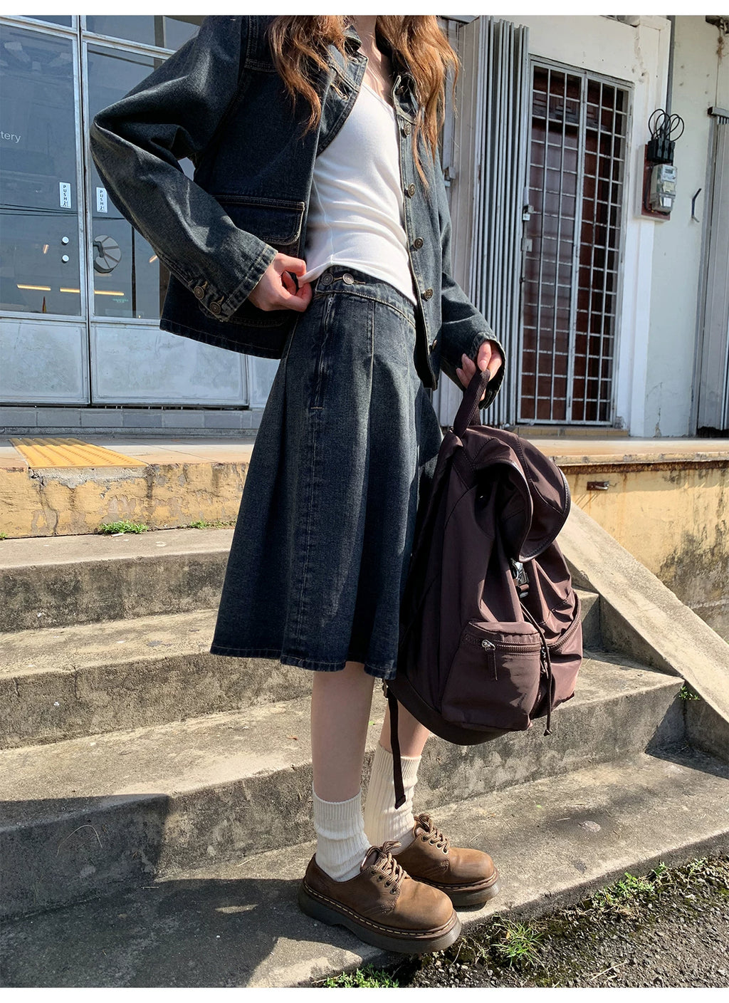 KANO Retro Old Denim Skirt