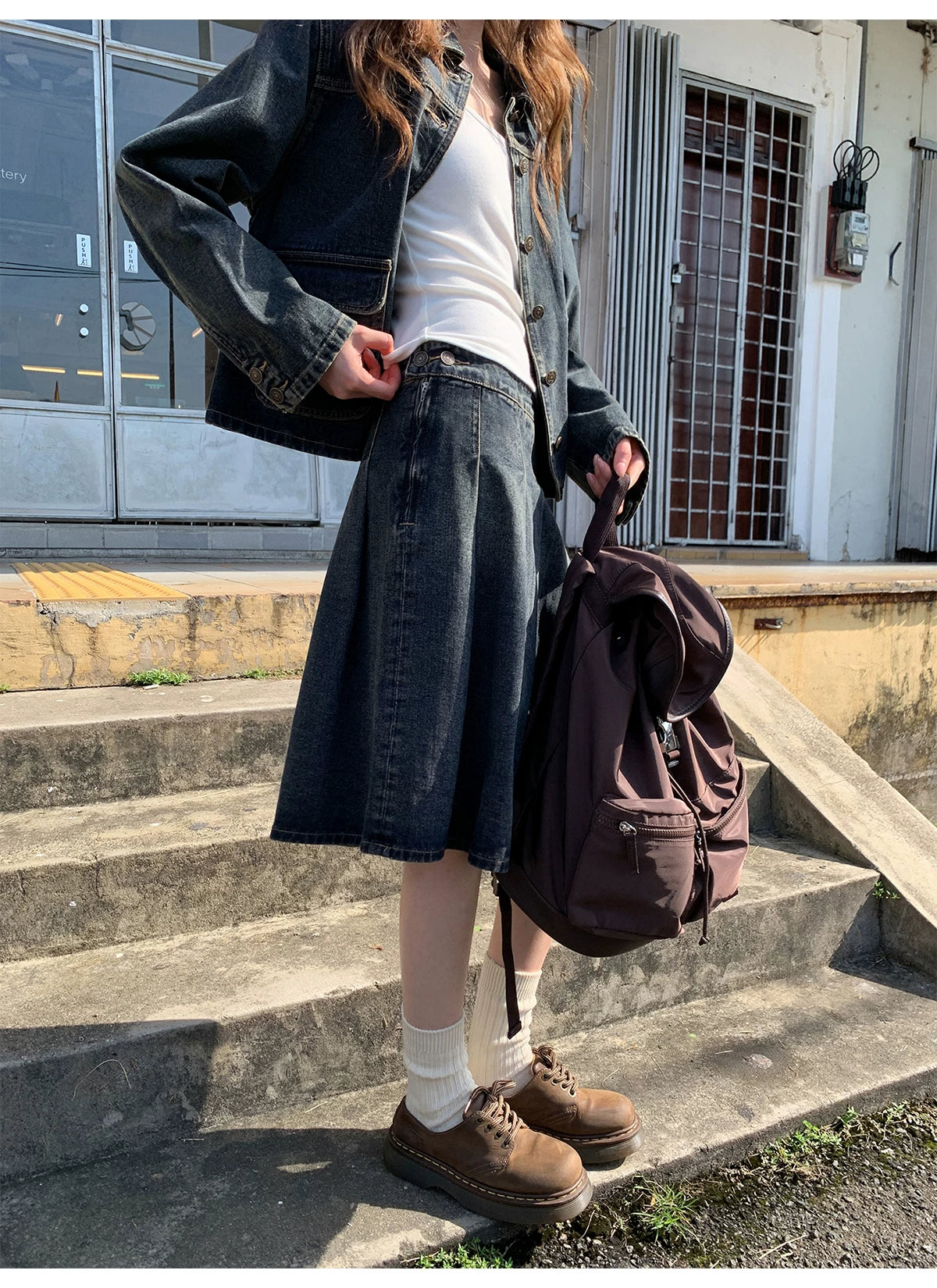 KANO Retro Old Denim Skirt