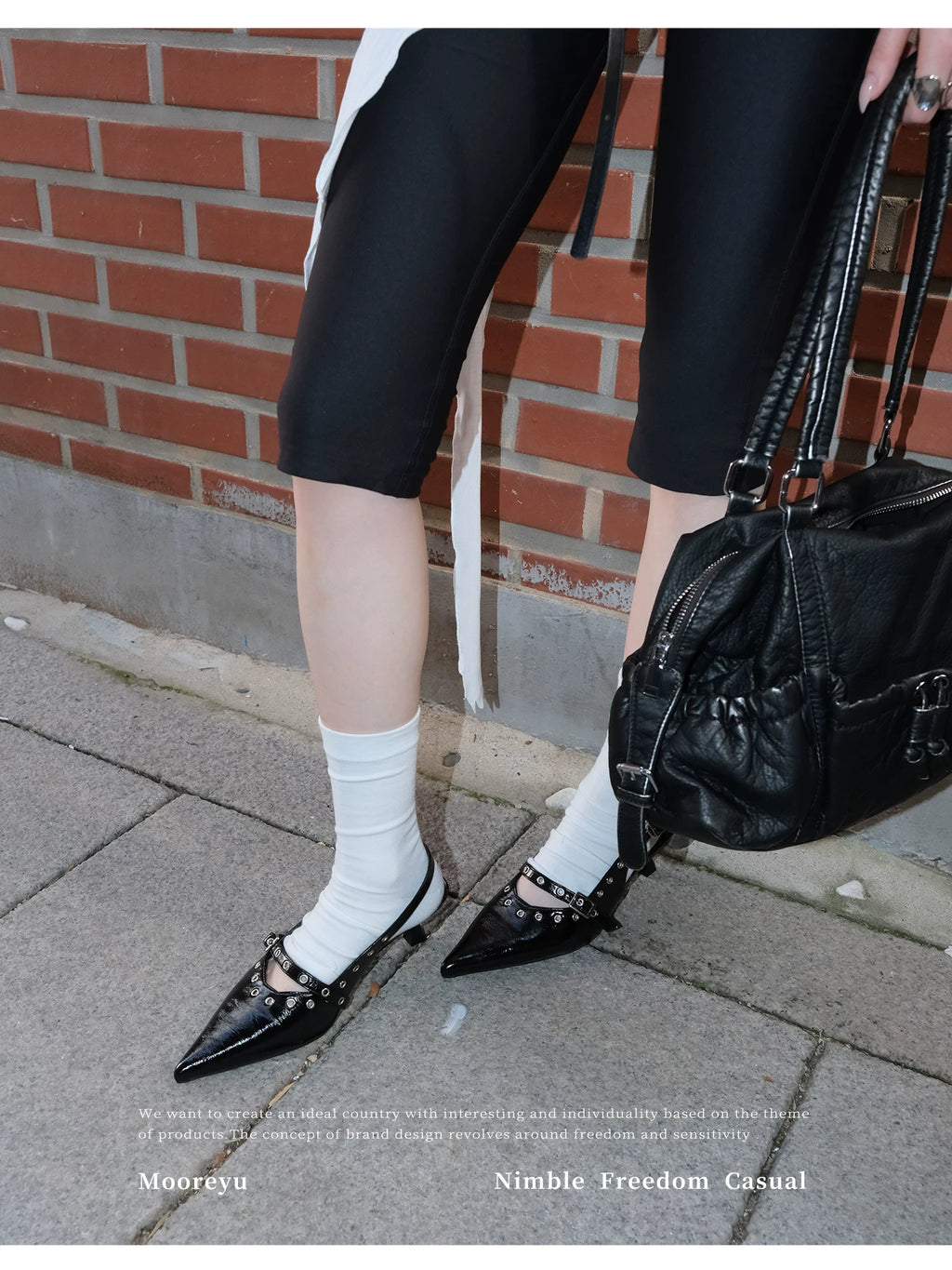 Mooreyu Pointed Belt Buckle Temperament Versatile High Heels