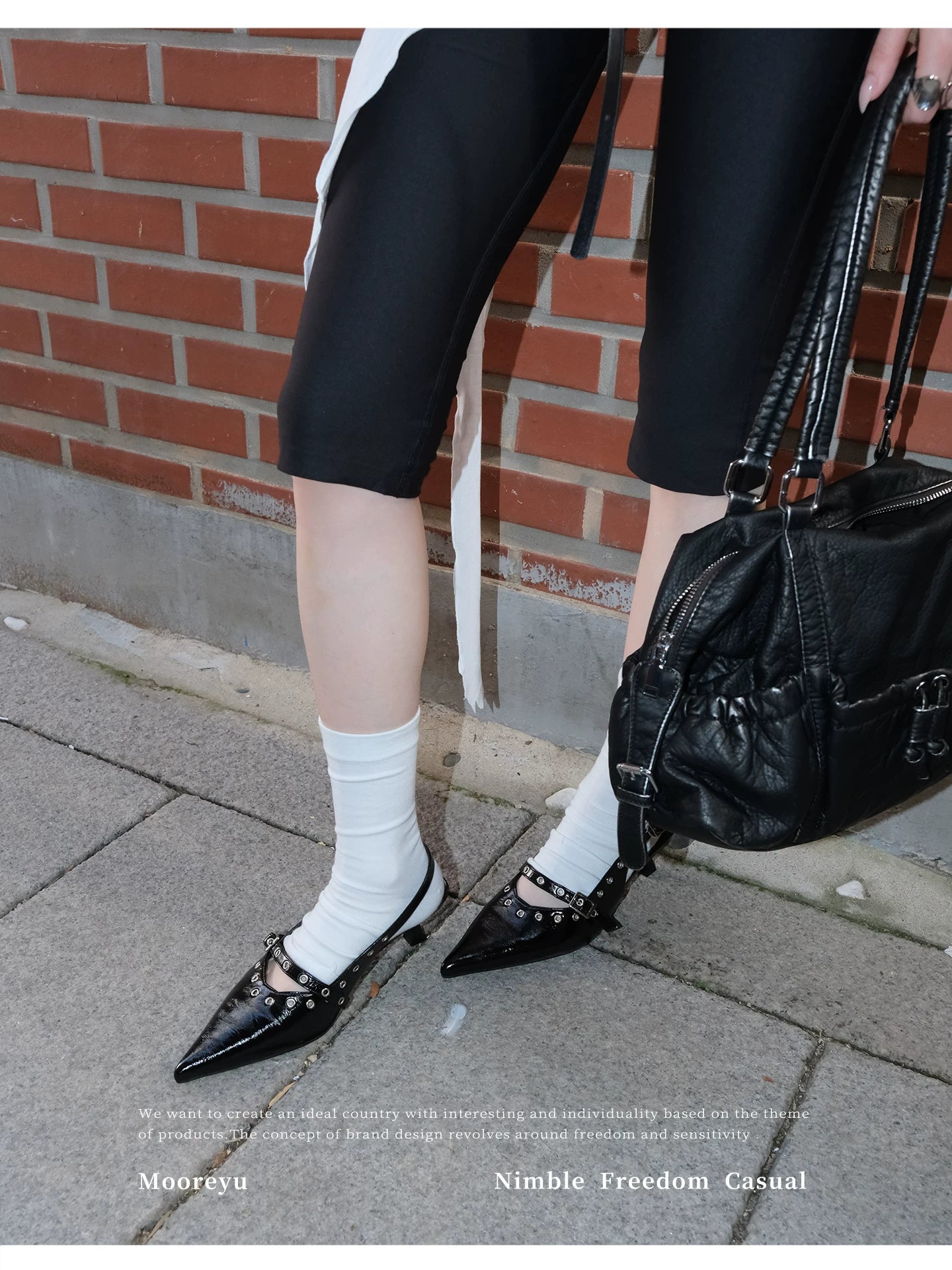 Mooreyu Pointed Belt Buckle Temperament Versatile High Heels