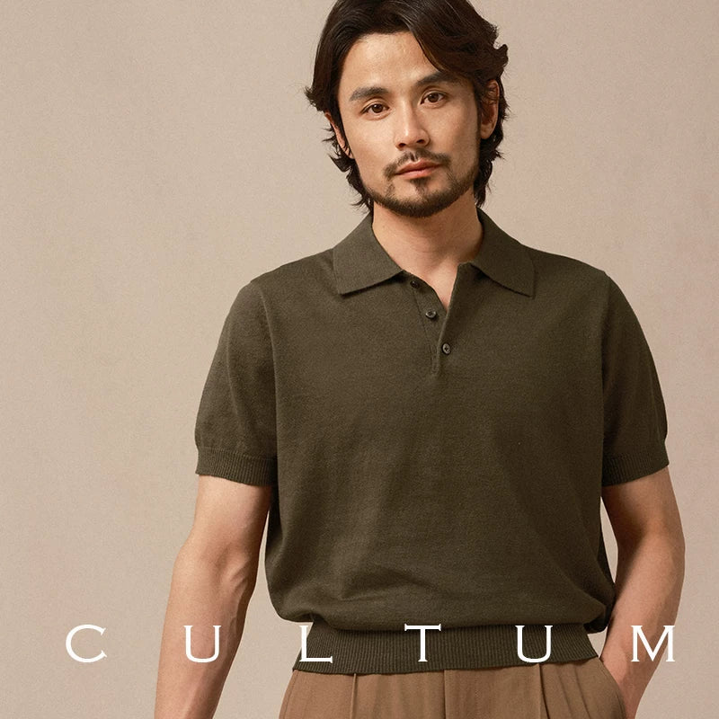 CULTA Lapel Vintage Knitted Polo Shirt