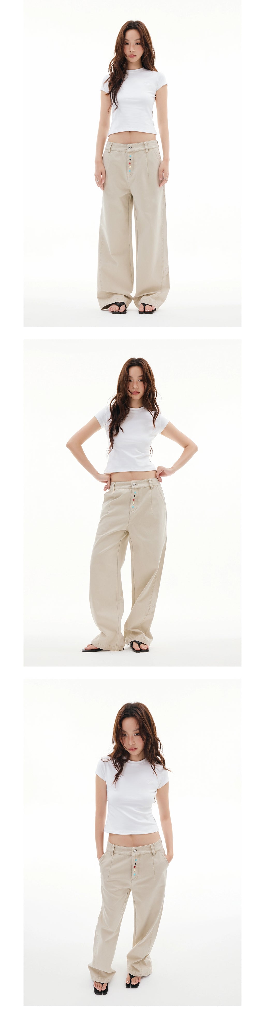 FUNKYFUN Embroidery Front Shoulder Waist Tee