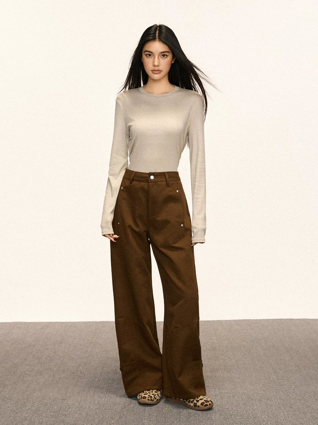 Cherry Melody Retro Slim Wide-leg Jeans