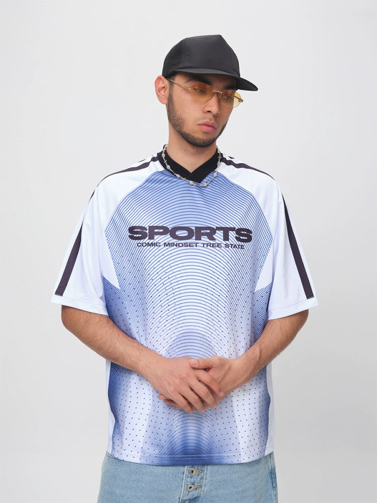 ComicTree Polka Dot Gradual Change V-neck Sports Jersey