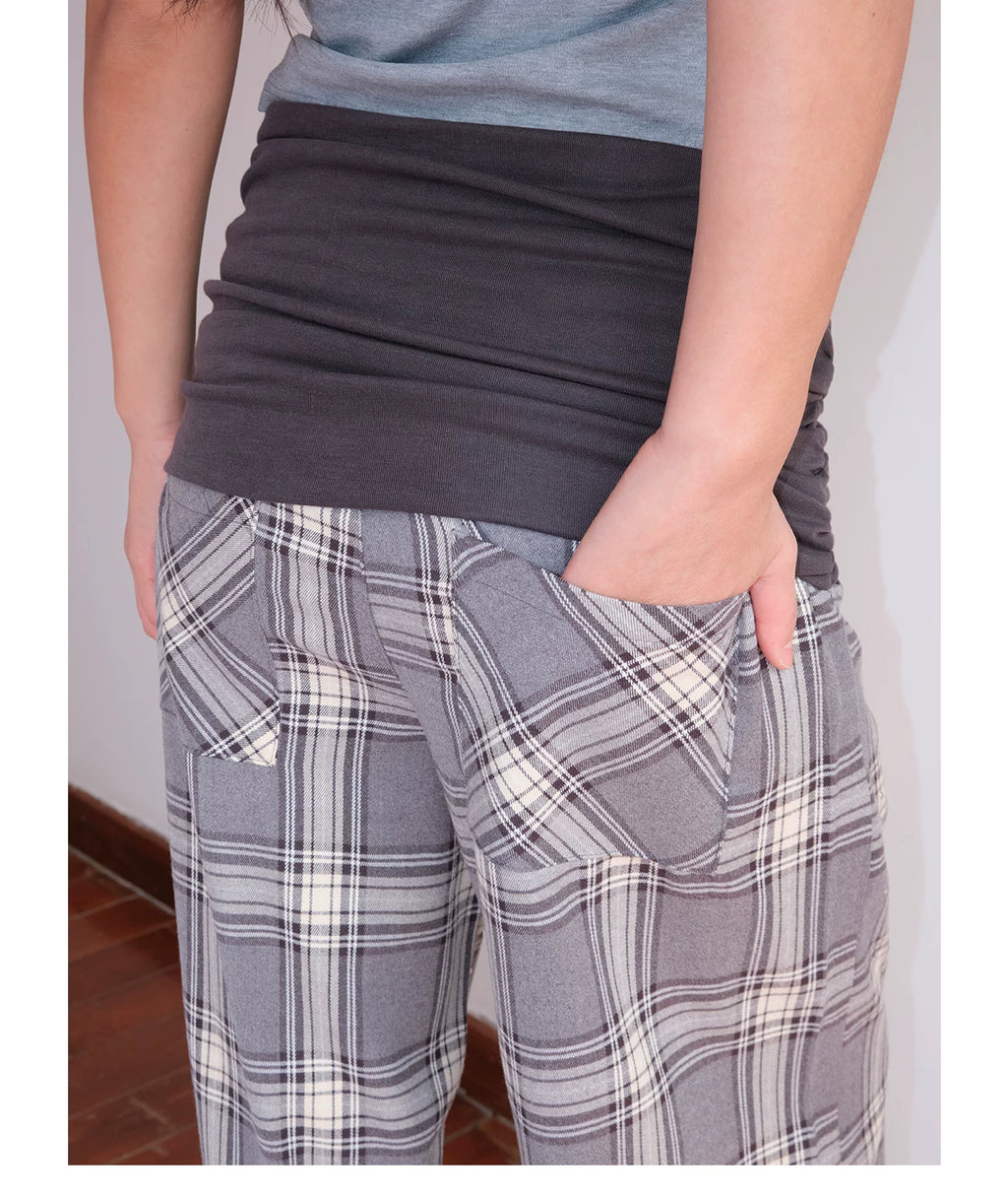 FUNKYFUN Waist Stacked Plaid Slacks