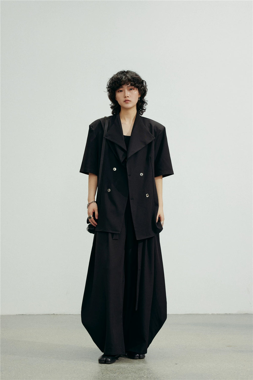SUNYVONNE Vintage High-waisted Casual Wide-leg Suit Pants