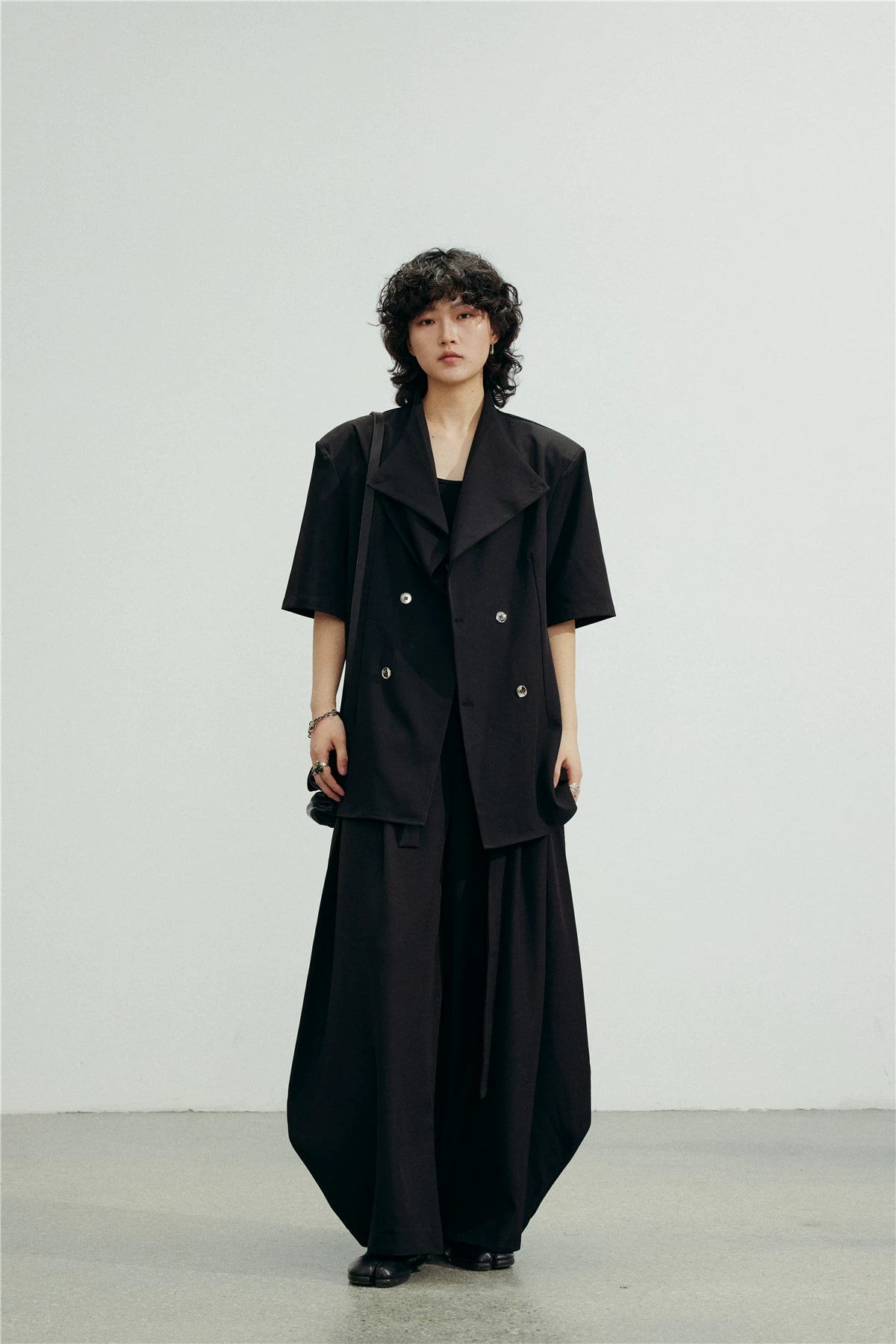 SUNYVONNE Vintage High-waisted Casual Wide-leg Suit Pants