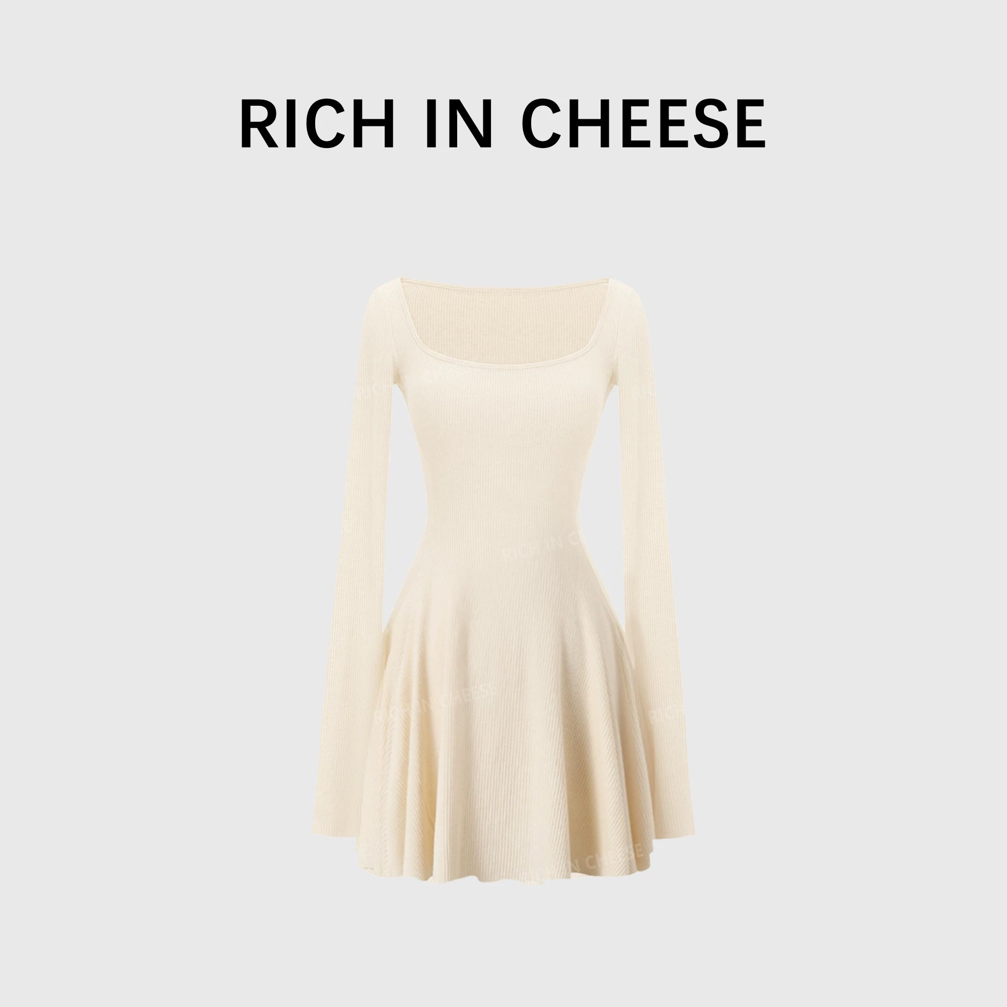 RICH IN CHEESE Knitted Waist Slim Dress