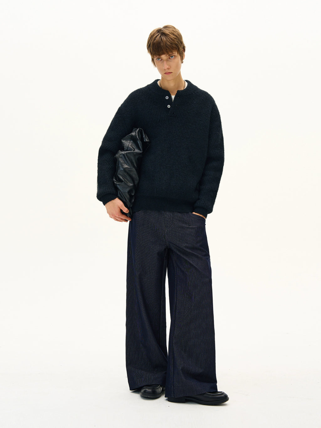 MADWITCH Henry Collar Lazy Wind Knitted Sweater