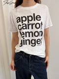 InsGale Bamboo Pattern Bright Line Letter Print Casual Tee
