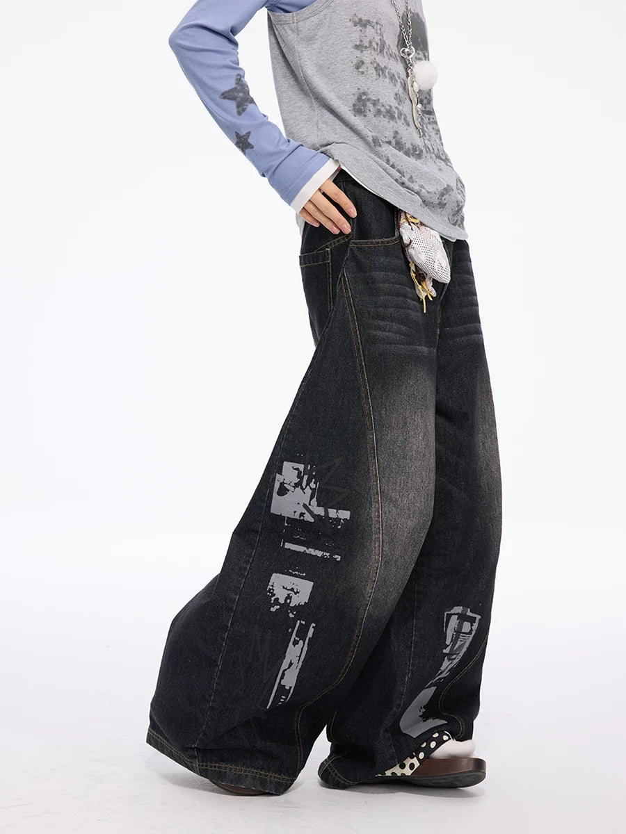 MOMSAYCAN Scimitar Wide-leg Jeans