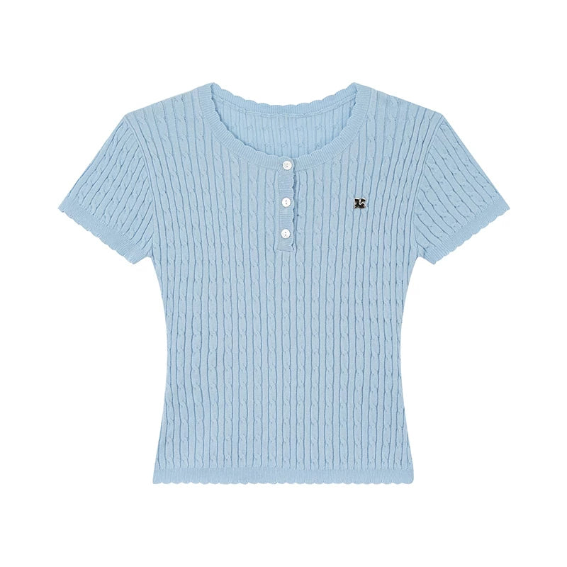 KANO Henry Collar Slim Knitting Tee