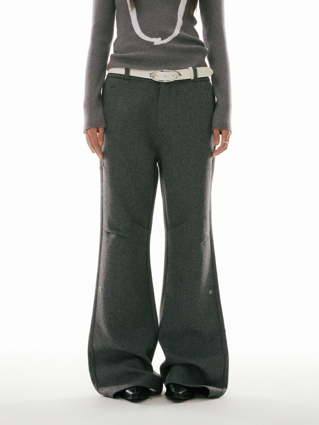 FUNKYFUN woolen composite micro-horn high street popular casual pants