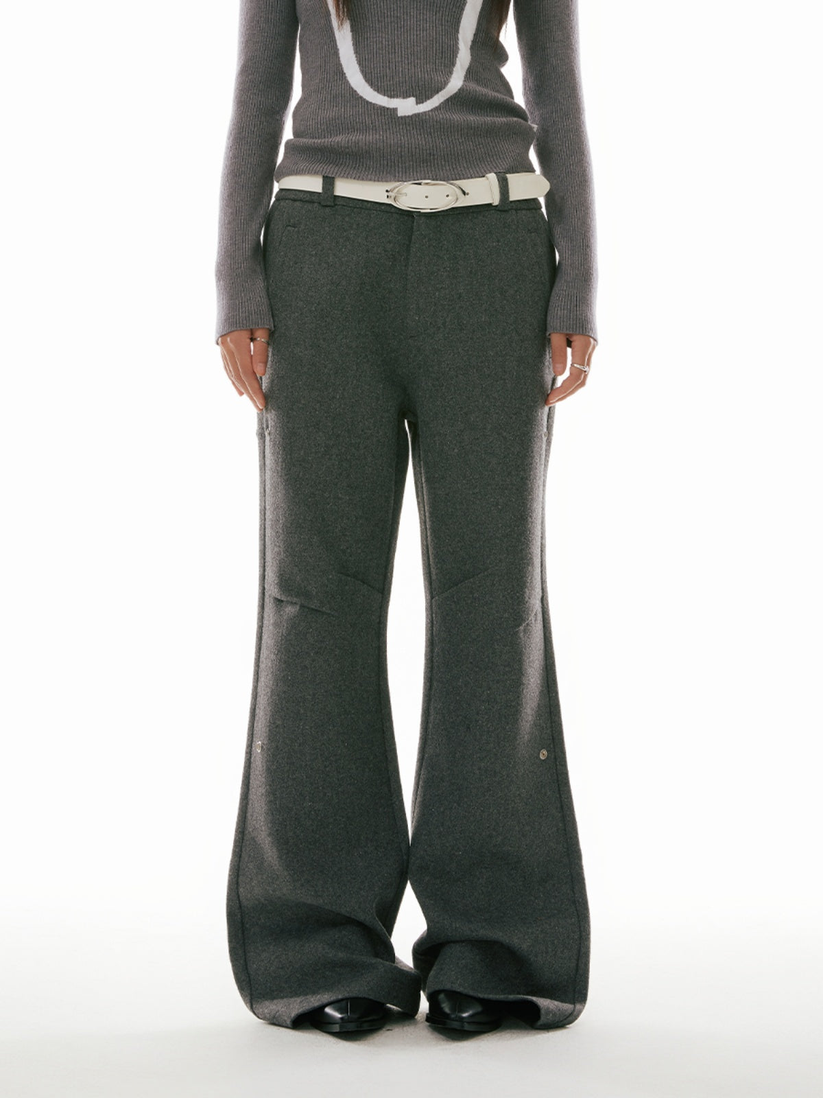 FUNKYFUN woolen composite micro-horn high street popular casual pants