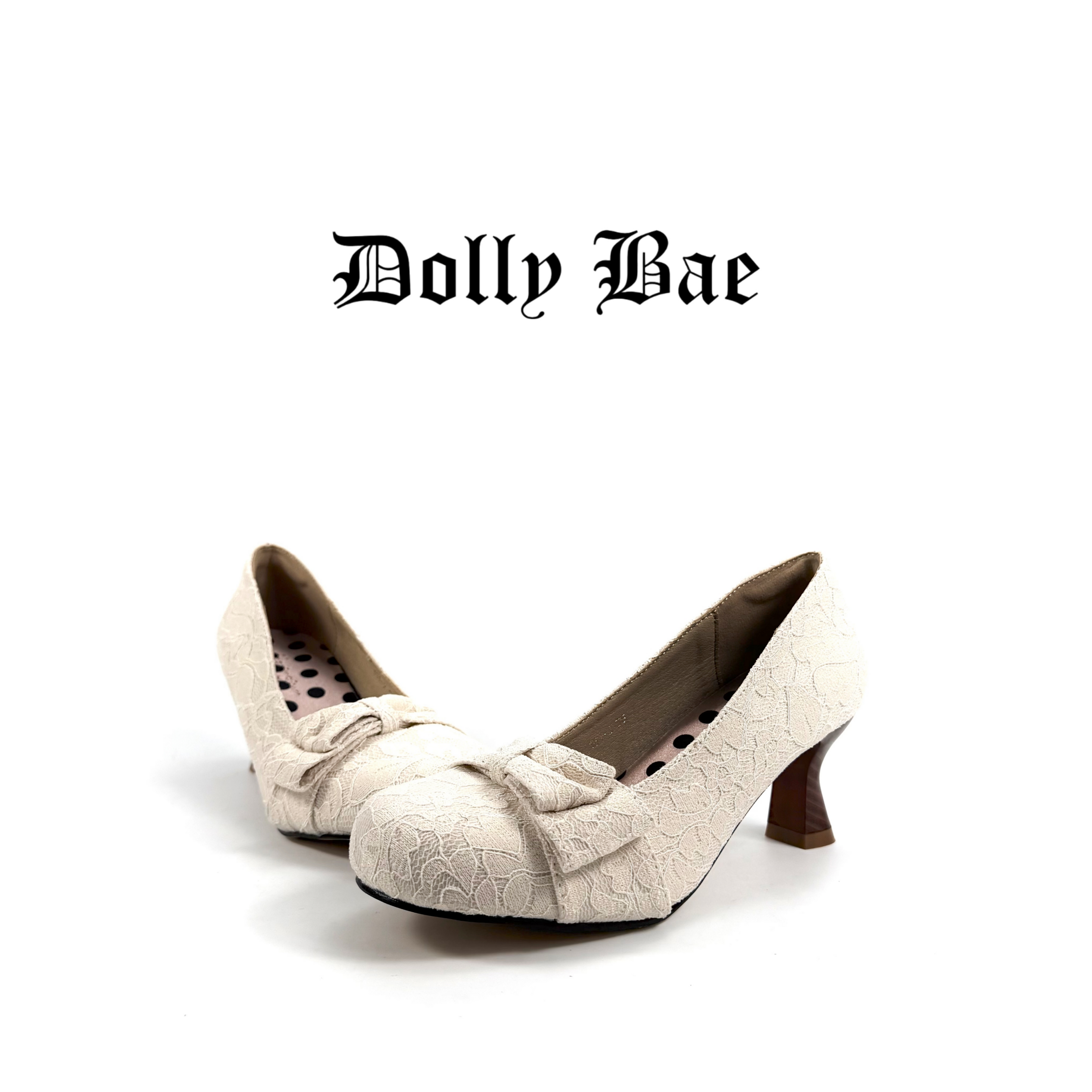 Dollybae Jacquard Bow Lace Shoes