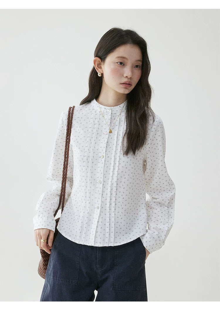 VOOE Floral Round Neck Long-sleeved Shirt