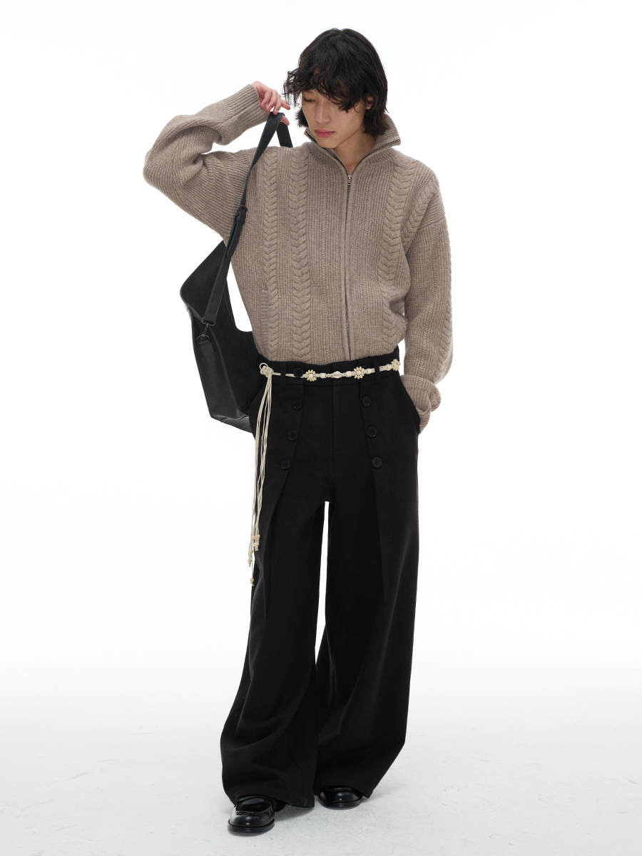 JCAESAR Wheat Ear Twisted Zipper Sweater