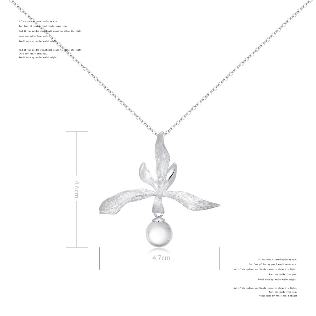 NO SOLUTION Silver Orchid Crystal Necklace